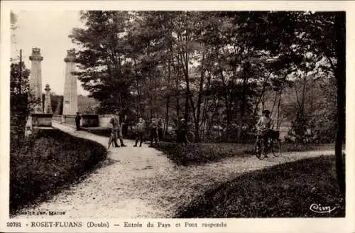 Ak Rozet Fluans Doubs, Eingang zum Land, Hängebrücke