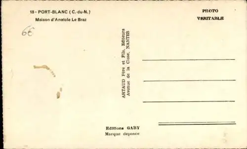 Ak Port Blanc Côtes d'Armor, Maison d'Anatole Le Braz
