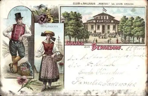 Litho Hamburg Bergedorf, Klubhaus, Ballhaus Portici, Vierländer, Vierländerin