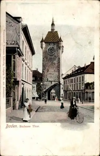 Ak Baden Kanton Aargau Schweiz, Badener Tor, Stadtturm