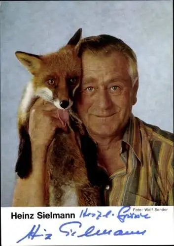 Ak Schauspieler Heinz Sielmannn, Portrait, Fuchs, Autogramm