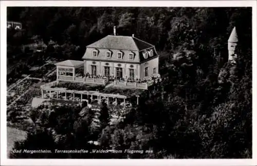 Ak Bad Mergentheim in Tauberfranken, Fliegeraufnahme, Terrassenkaffee Waldeck