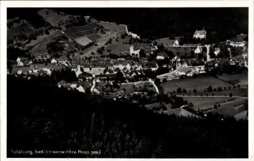 Ak Sulzburg im Markgräflerland Baden Schwarzwald, Fliegeraufnahme