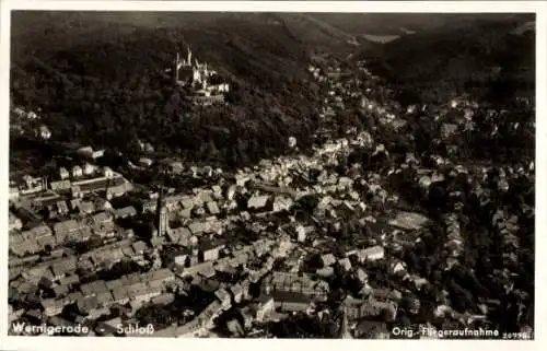 Ak Wernigerode im Harz, Fliegeraufnahme, Schloss