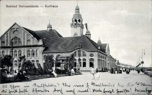 Ak Świnoujście Swinemünde Pommern, Kurhaus, Promenade