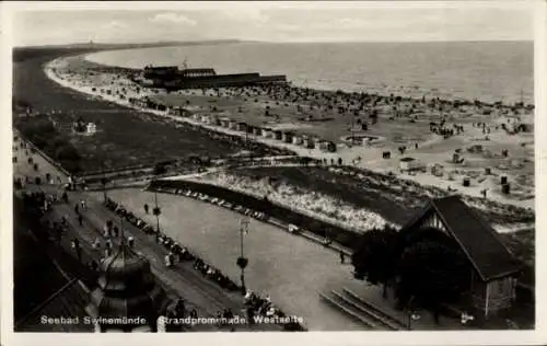 Ak Świnoujście Swinemünde Pommern, Strandpromenade, Westseite