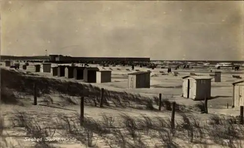 Ak Świnoujście Swinemünde Pommern, Strand, Kabinen