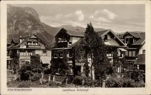 Ak Garmisch Partenkirchen in Oberbayern, Landhaus Schrimpf