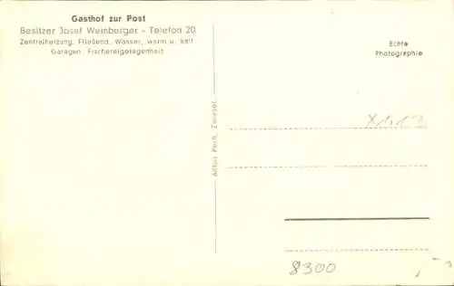 Ak Zwiesel im Bayerischen Wald, Gasthof zur Post, Autos