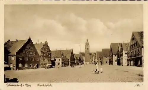 Ak Schwandorf im Oberpfälzer Wald Bayern, Marktplatz