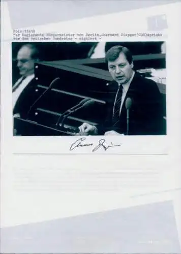 Foto Bürgermeister von Berlin Eberhard Diepgen, Bundestag, Autogramm