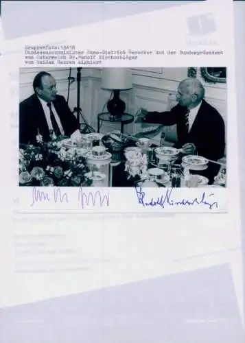 Foto Bundesaußenminister Hans Dietrich Genscher, Bundespräsident von Österreich Rudolf Kirchschläger