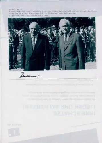 Foto Bundespräsident Richard von Weizsäcker, Präsident von Südafrika Willem de Klerk