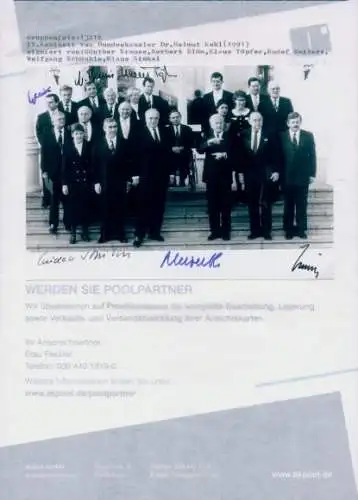 Foto Kabinett von Bundeskanzler Helmut Kohl, Günther Krause, Norbert Blüm, Klaus Töpfer