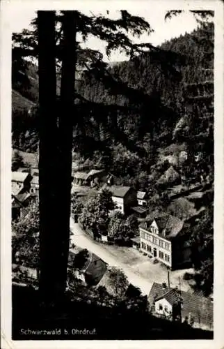 Ak Schwarzwald im Thüringischen Kreis Gotha, Blick auf Ortschaft und Umgebung