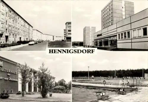 Ak Hennigsdorf Oberhavel, Stadtpartie mit Schwimmbad