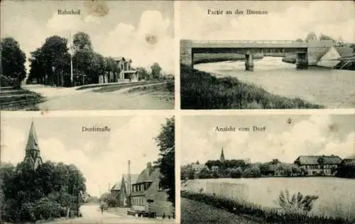 Ak Bienenbüttel in der Lüneburger Heide, Bahnhof, Dorfstraße, Ilmenaupartie