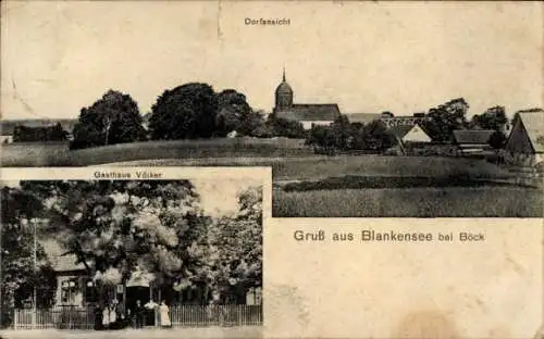 Ak Blankensee in Vorpommern, Dorfansicht, Gasthaus Völker