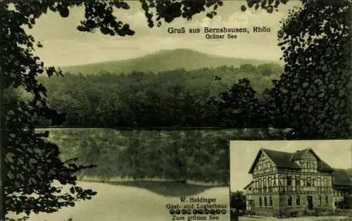 Ak Bernshausen Dermbach in der Rhön Thüringen, Grüner See, Gasthaus, Logierhaus Zum grünen See