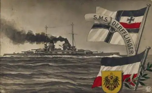 Ak Deutsches Kriegsschiff, SMS Derfflinger, Schlachtkreuzer