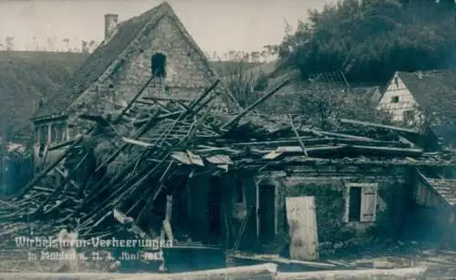 Ak Mühlen Horb am Neckar, Zerstörungen nach dem Wirbelsturm 4. Juni 1913