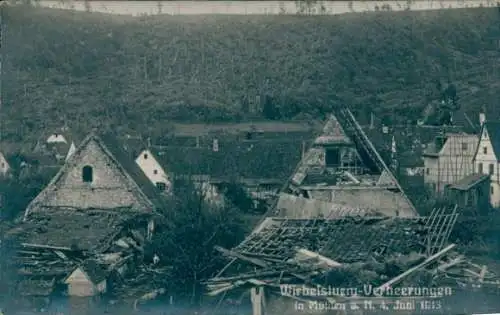 Ak Mühlen Horb am Neckar, Wirbelsturm vom 04. Juni 1913, Verheerungen