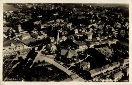 Ak Hainichen in Sachsen, Fliegeraufnahme, Kirche