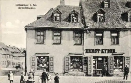 Ak Glauchau in Sachsen, Breite Straße, Laden von Ernst Kyber