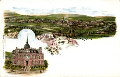 Litho Saalfeld an der Saale Thüringen, Hotel und Restaurant Thüringer Hof