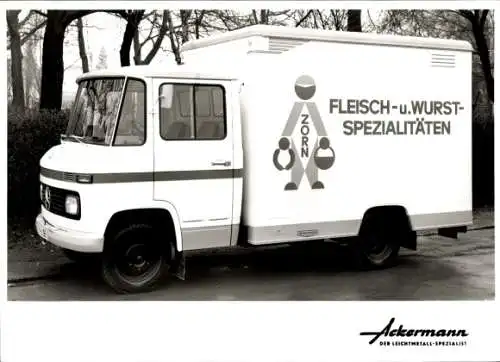 Foto Lastwagen, Mercedes LKW, Lieferwagen Fleisch- u. Wurst-Spezialitäten Zorn, Kühlwagen, Ackermann