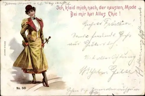 Ak Eine elegante Frau, Ich bin eine Witwe, eine kleine Witwe