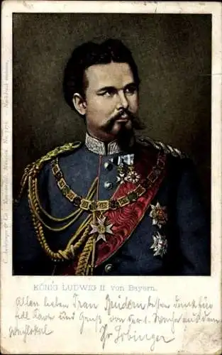 Künstler Ak König Ludwig II von Bayern, Portrait