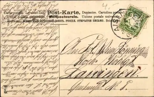 Präge Litho Automobil mit Rosenblüten