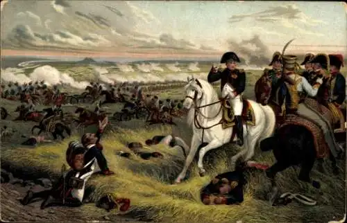 Künstler Ak Bellangé, Hippolyte, Napoleon auf dem Feld, Wagram, Schlacht