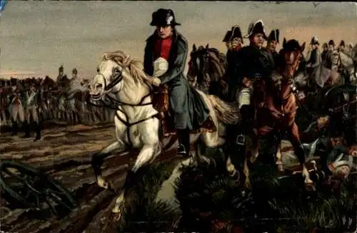 Künstler Ak Napoleon Bonaparte, Kaiser Napoleon I., nach der Schlacht bei Leipzig 1813