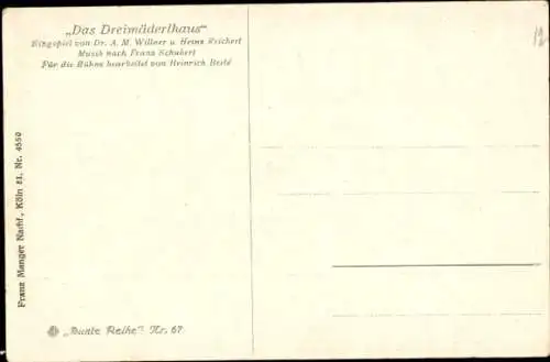 Lied Künstler Ak Broch, Das Dreimäderlhaus, Singspiel, Franz Schubert, Bunte Reihe Nr. 67