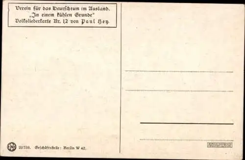 Lied Künstler Ak Hey, Paul, Volksliederkarte Nr. 12, In einem kühlen Grunde