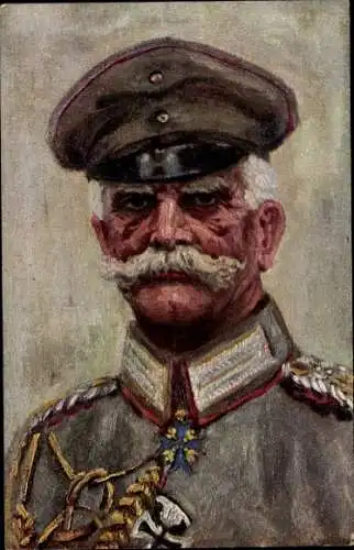 Künstler Ak Generalfeldmarschall August von Mackensen, Portrait, Uniformmütze, Orden