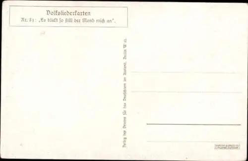 Künstler Ak Untersberger, A., Ich sitz' am Rocken traurig bang, Spinnrad