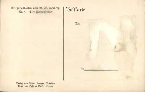 Künstler Ak Wennerberg, Bruno, Der Feldpostbrief, Frau, Postbote