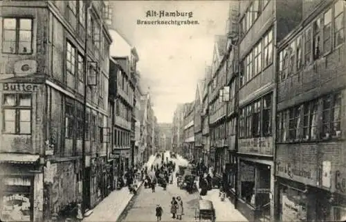 Ak Hamburg Mitte Altstadt, Brauerknechtgraben, Geschäfte