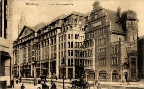 Ak Hamburg Altstadt, Blick in die Mönckebergstraße, Hanse, Kutsche, Passanten