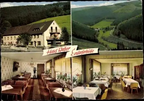 Ak Sundern im Sauerland, Gasthof Pension Haus Weber, Endorferhütte, Gastraum, Panorama