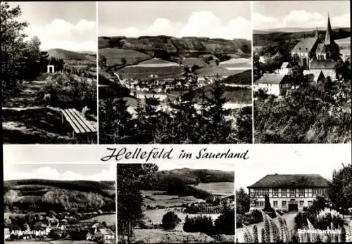 Ak Hellefeld Sundern Sauerland, Teilansichten, Schwesternhaus, Kirche