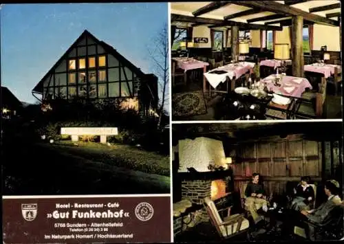 Ak Altenhellefeld Sundern Sauerland, Gut Funkenhof, Gastraum, Kamin