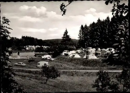 Ak Grünberg in Hessen, Campingplatz, Wohnwagen, Zelte