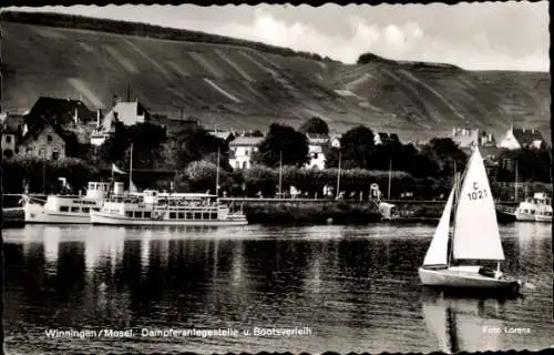 Ak Winningen an der Mosel, Dampferanlegestelle, Bootsverleih