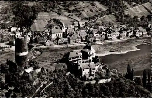 Ak Burgen an der Mosel, Teilansicht, Burg, Turm, Gasthof Onkel Oskar