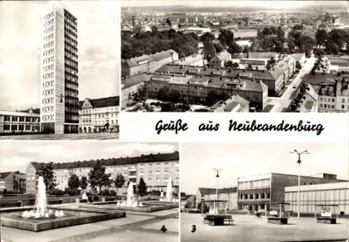 Ak Neubrandenburg in Mecklenburg, Haus der Kultur und Bildung, Blick auf die Stadt, Karl-Marx-Platz