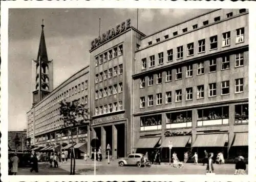 Ak Gelsenkirchen im Ruhrgebiet, Sparkasse, Geschäfte, Straßenpartie